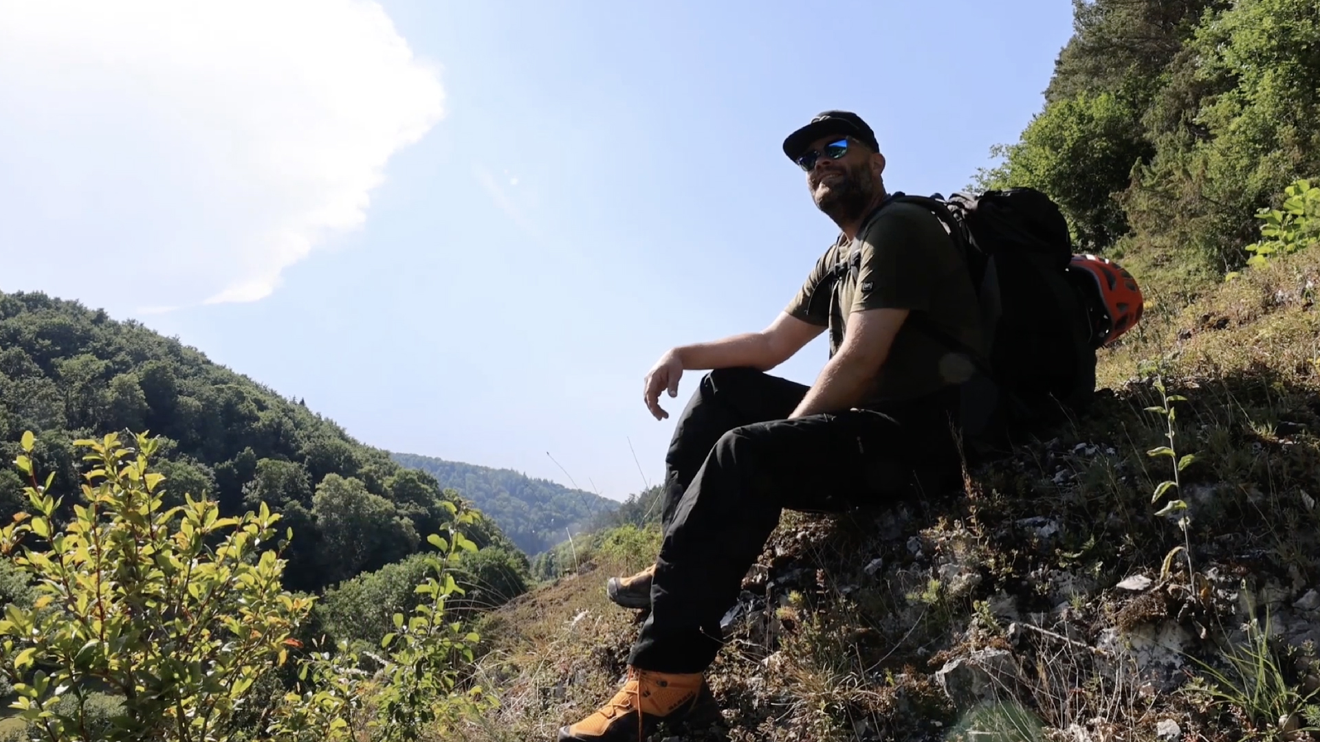 Man sitting on mountain