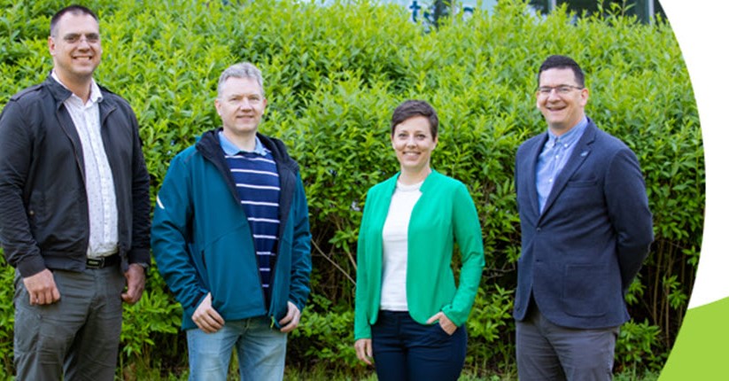 The ECO Cool team, from left to right: Dir. site engineer (SMSO) Norbert Asztalos, Gábor Füredi, Csilla Ferenczi, Gergely Szűcs.