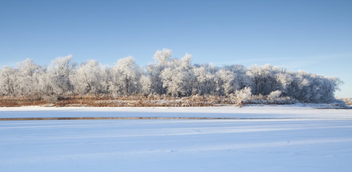 Icy Canadian winter landscape where it is hard to avoid asthma triggers outside.