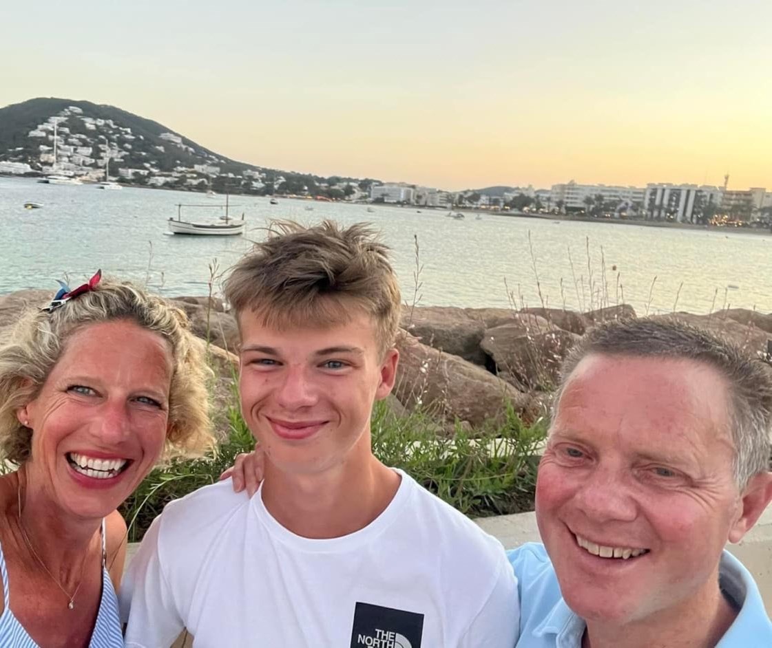 Cystic fibrosis patient Tim Wotton with his son Felix and wife Katie bonding on a family vacation in Ibiza